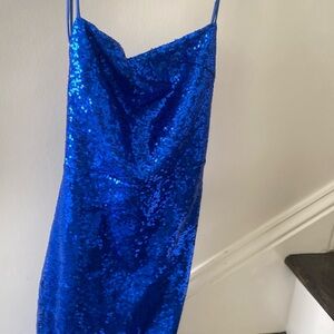 lucy in the sky royal blue dress